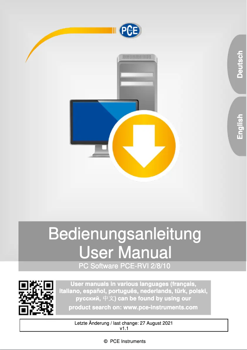 Page 1 de la notice Manuel utilisateur PCE Instruments PCE-RVI 2