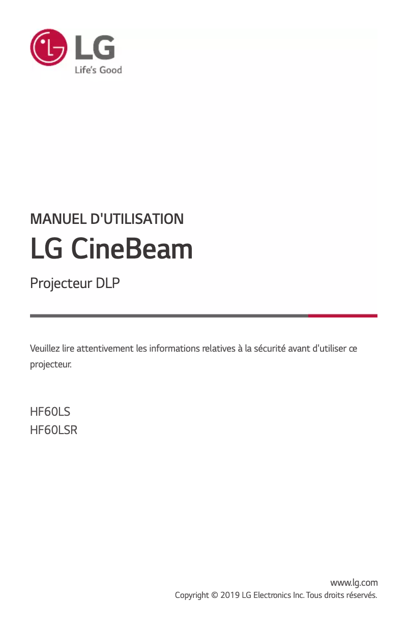 Page 1 de la notice Manuel utilisateur LG CineBeam HF60LSR