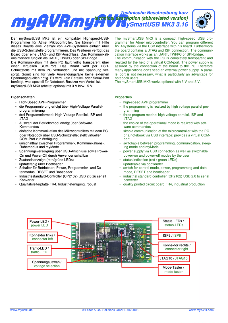 Page n°1 - Manuel utilisateur myAVR mySmartUSB MK3 3.16