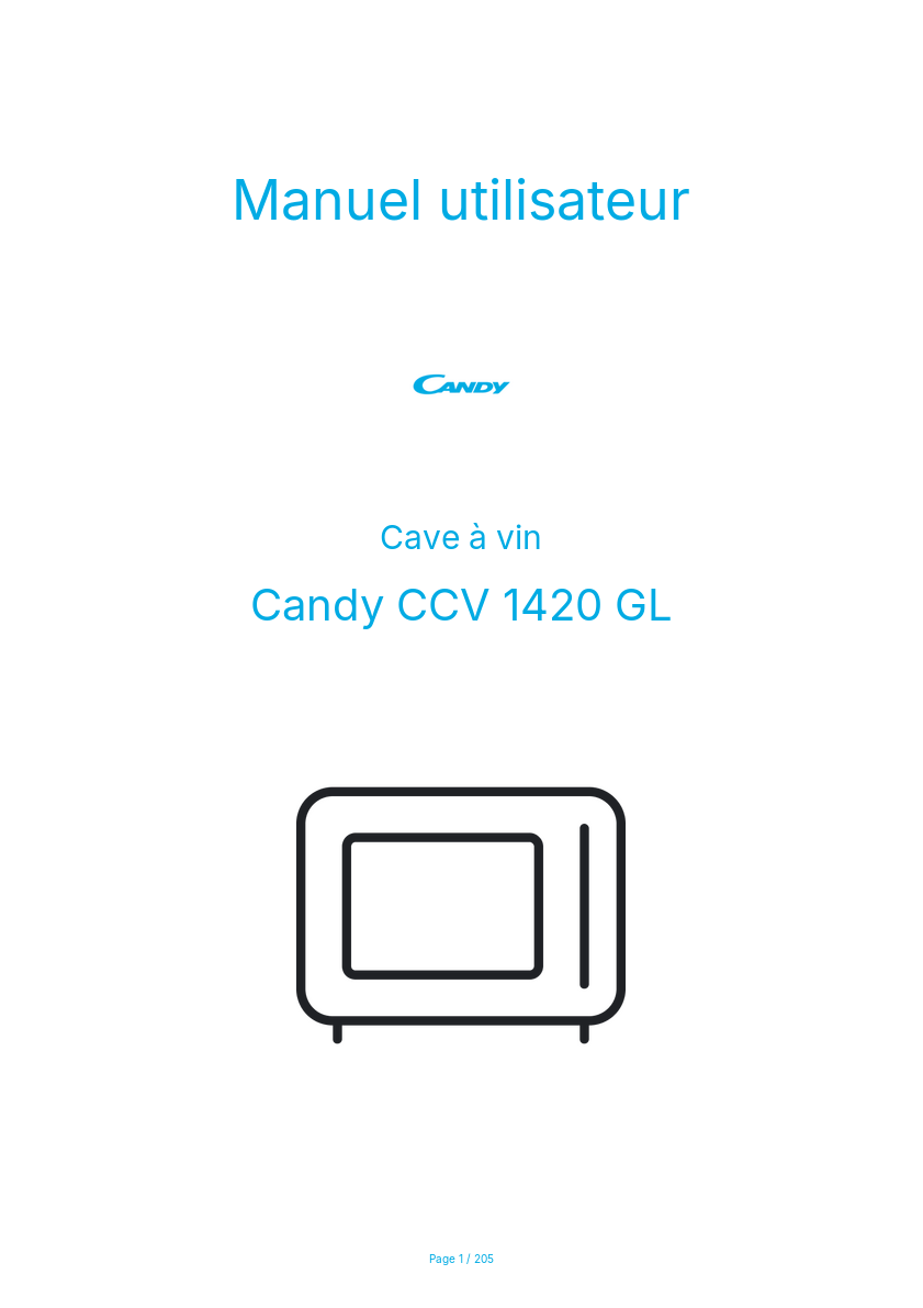 Page n°1 - Manuel utilisateur Candy CCV 1420 GL