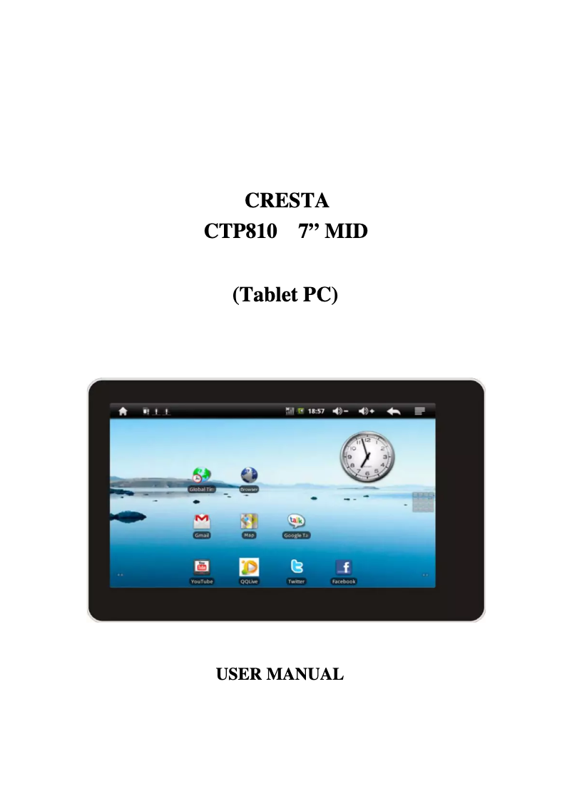 Page 1 de la notice Manuel utilisateur Cresta CTP810