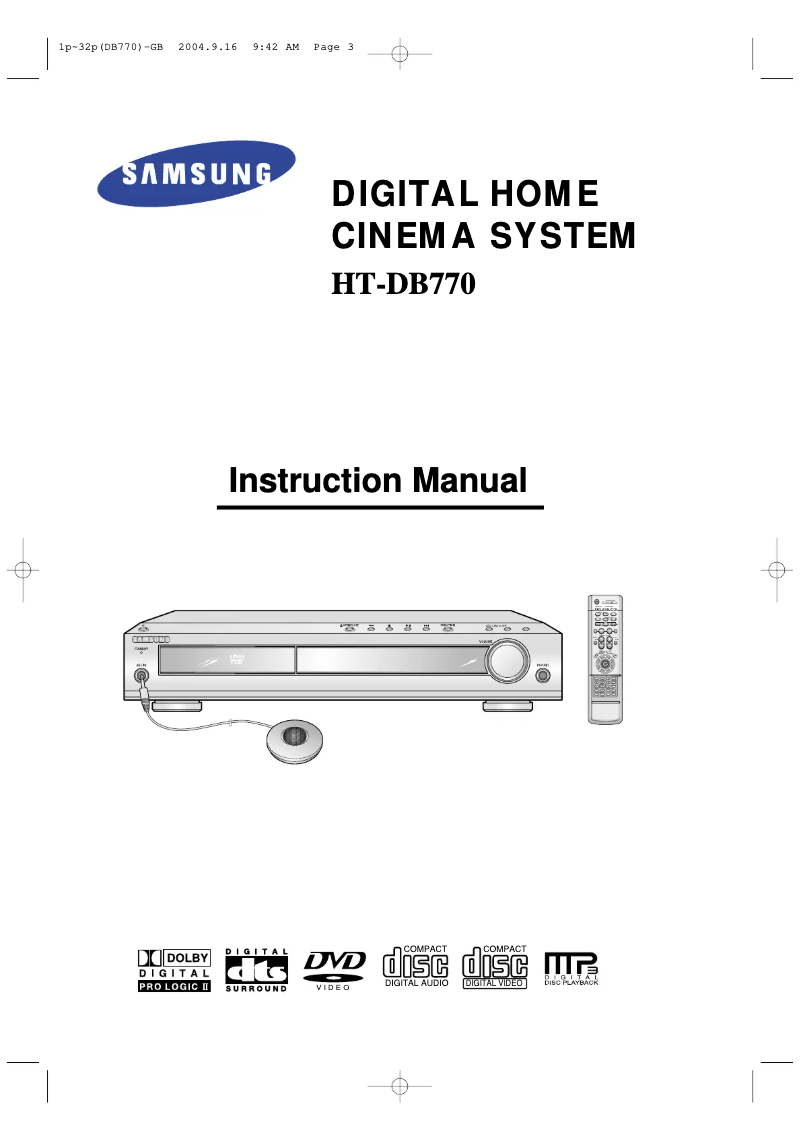Image de la première page du manuel de l'appareil HT-DB770