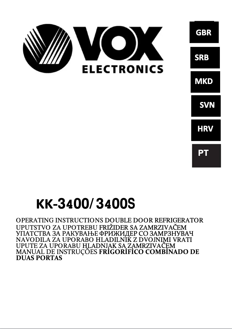 Page 1 de la notice Manuel utilisateur VOX KK3400
