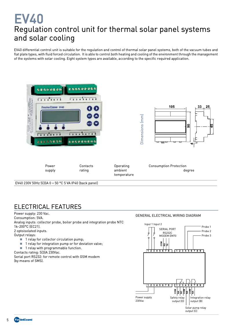 Page 1 de la notice Manuel utilisateur Fantini Cosmi EV40