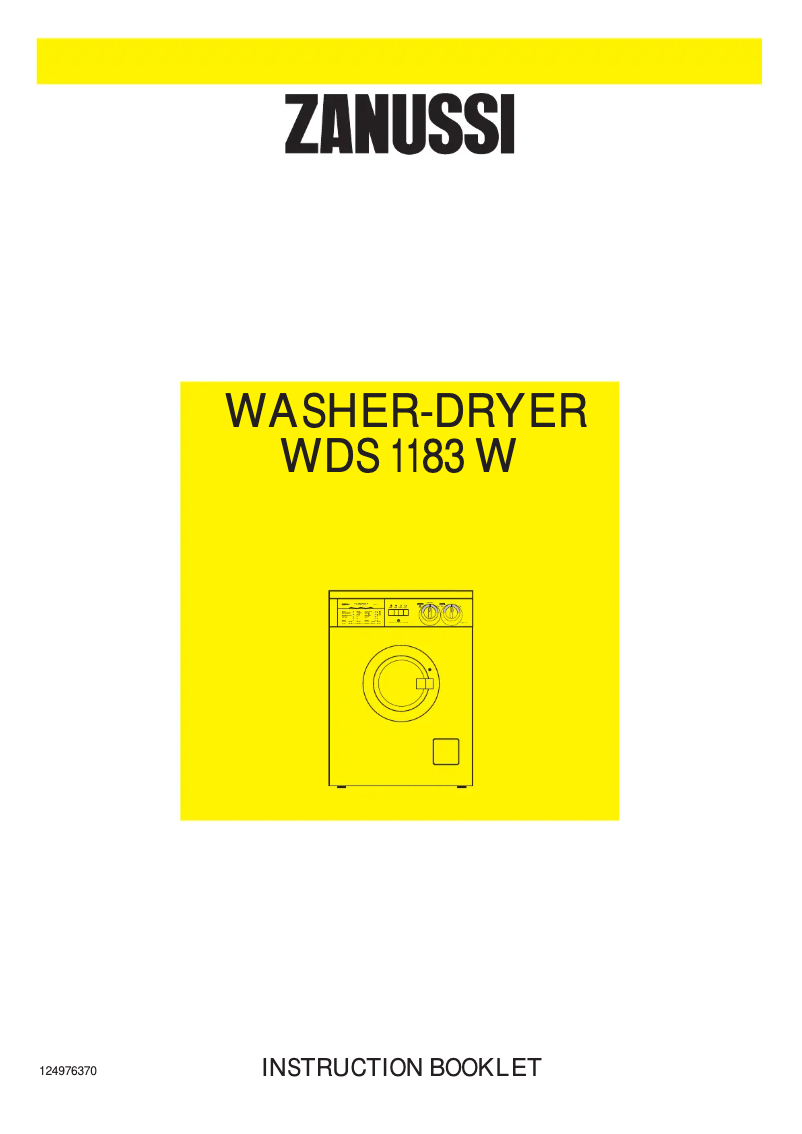 Page n°1 - Manuel utilisateur Zanussi WDS1183W