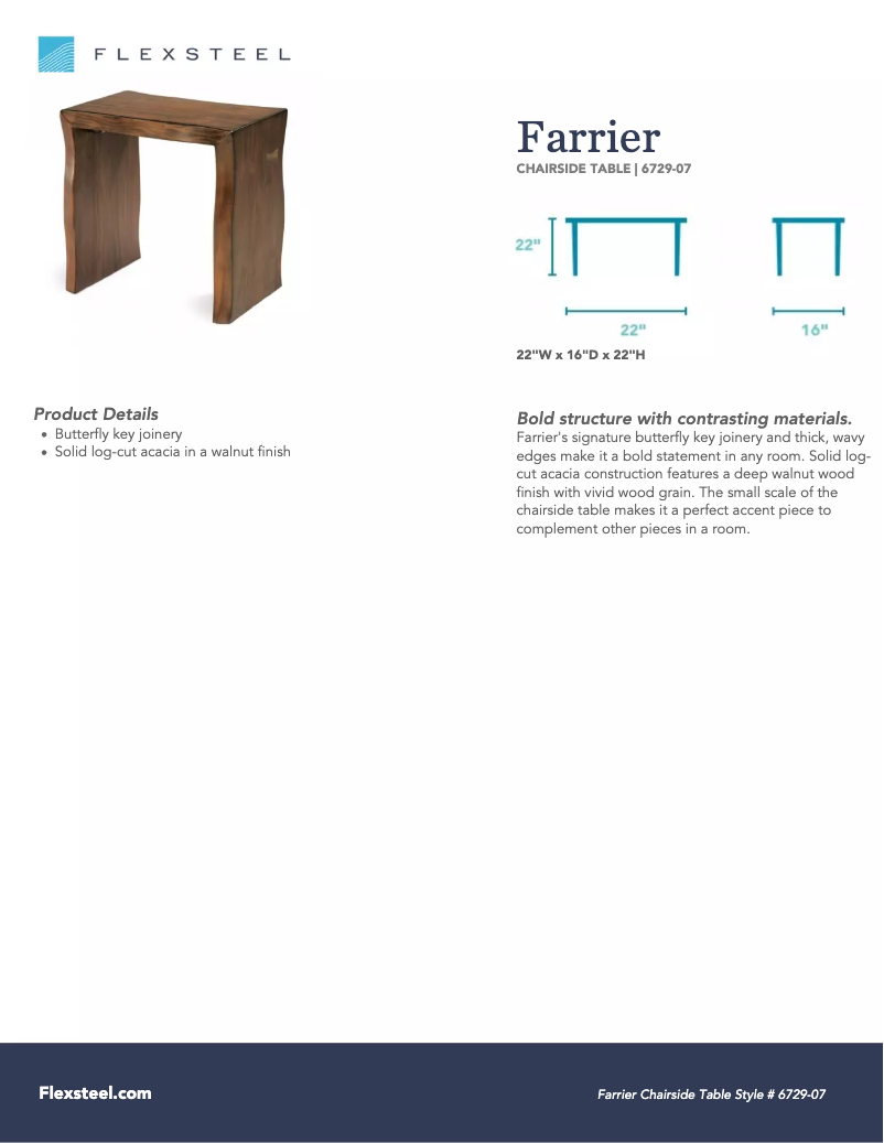 Page n°1 - Manuel utilisateur Flexsteel Farrier 6729-07