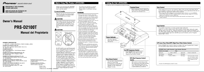 Page n°1 - Manuel utilisateur Pioneer PRS-D2100T