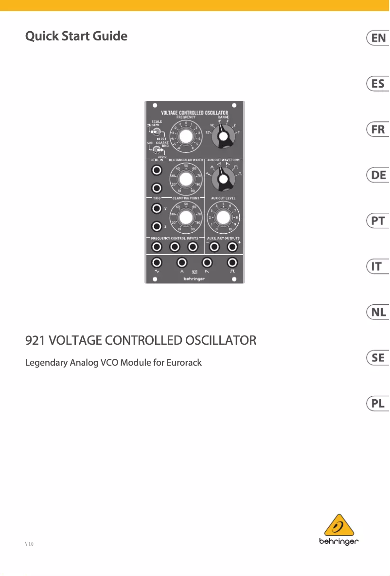 Page n°1 - Manuel utilisateur Behringer 921 Voltage Controlled Oscillator