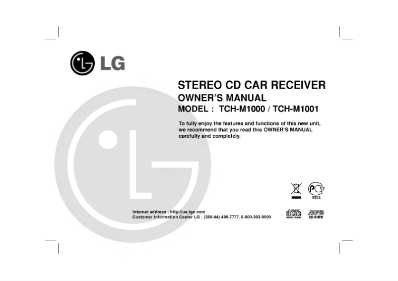 Page 1 de la notice Manuel utilisateur LG TCH-M1001