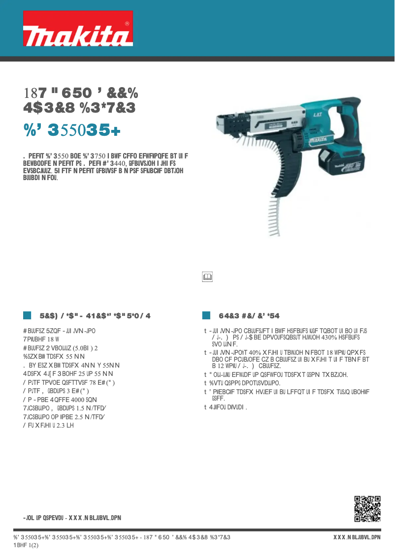 Page 1 de la notice Fiche technique Makita DFR550RTJ