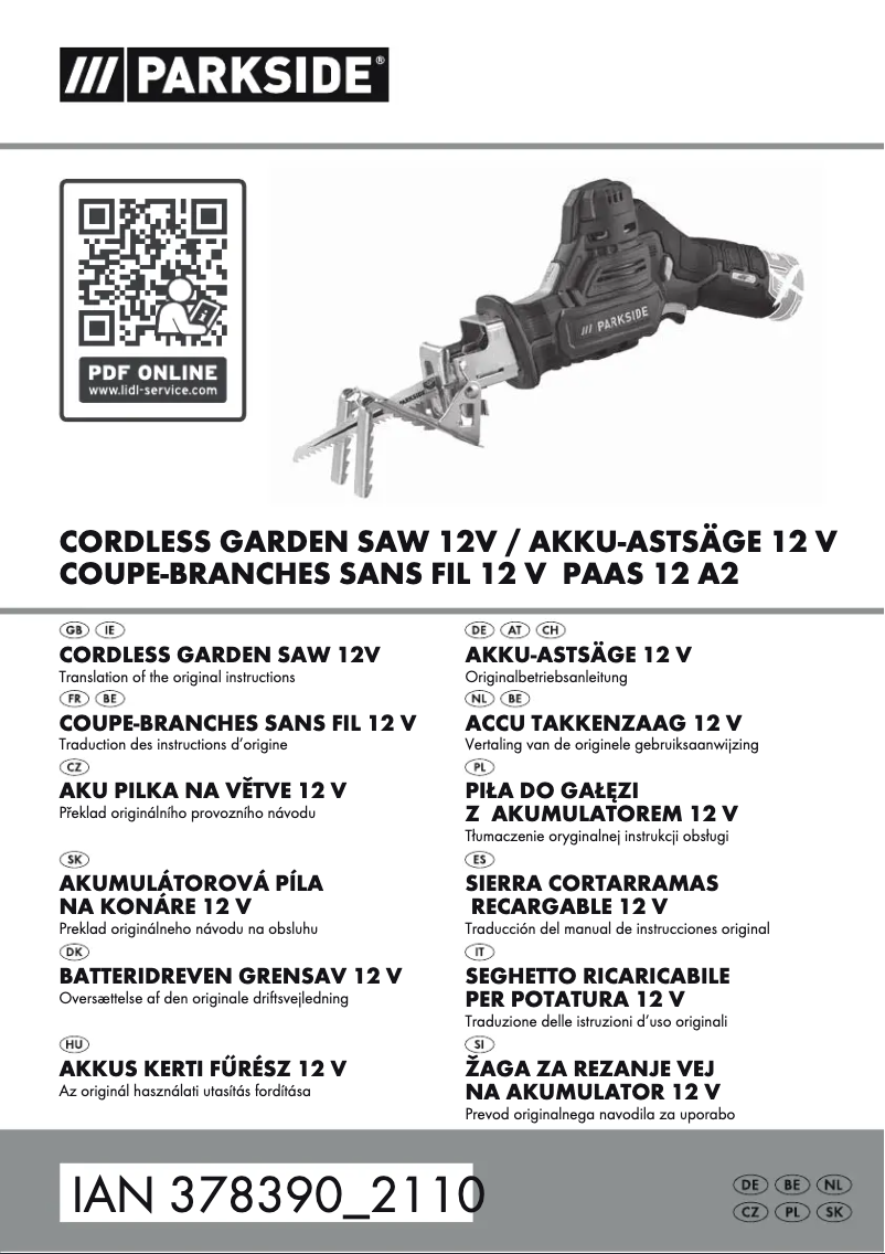 Page n°1 - Manuel utilisateur Parkside PAAS 12 A2