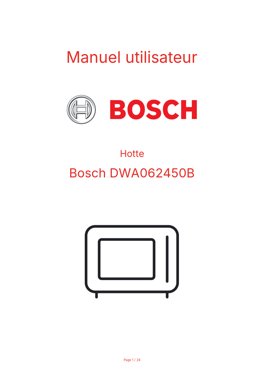 Page n°1 - Manuel utilisateur Bosch DWA062450B