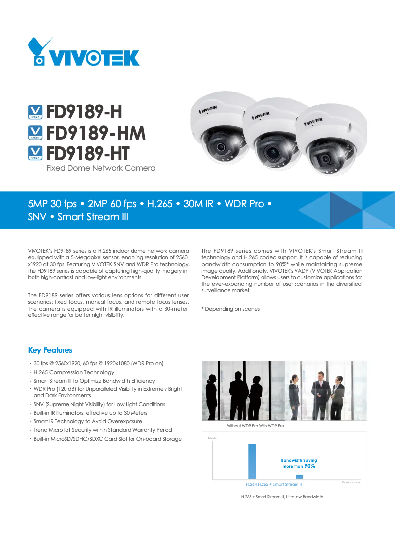 Page 1 de la notice Fiche technique Vivotek FD9189-HT-v2