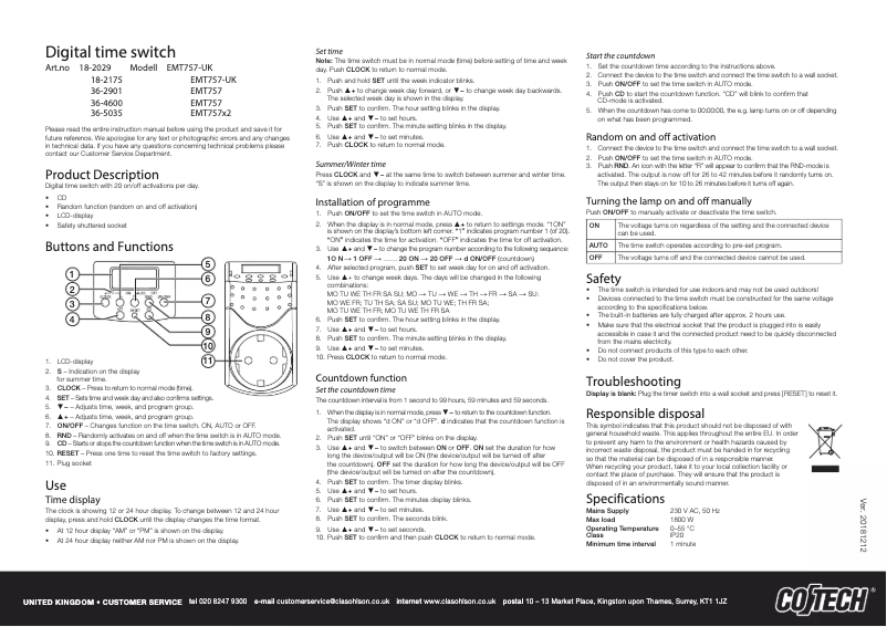 Page 1 de la notice Manuel utilisateur GAO EMT757
