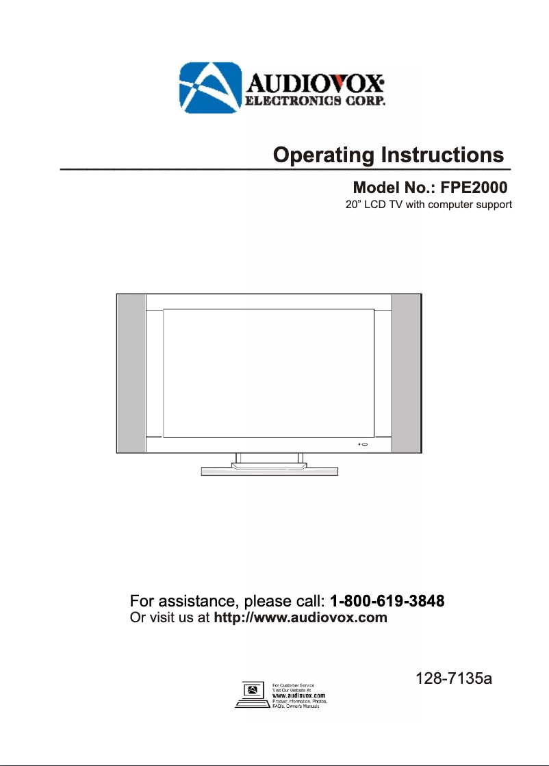 Page 1 de la notice Manuel utilisateur VOXX FP2000