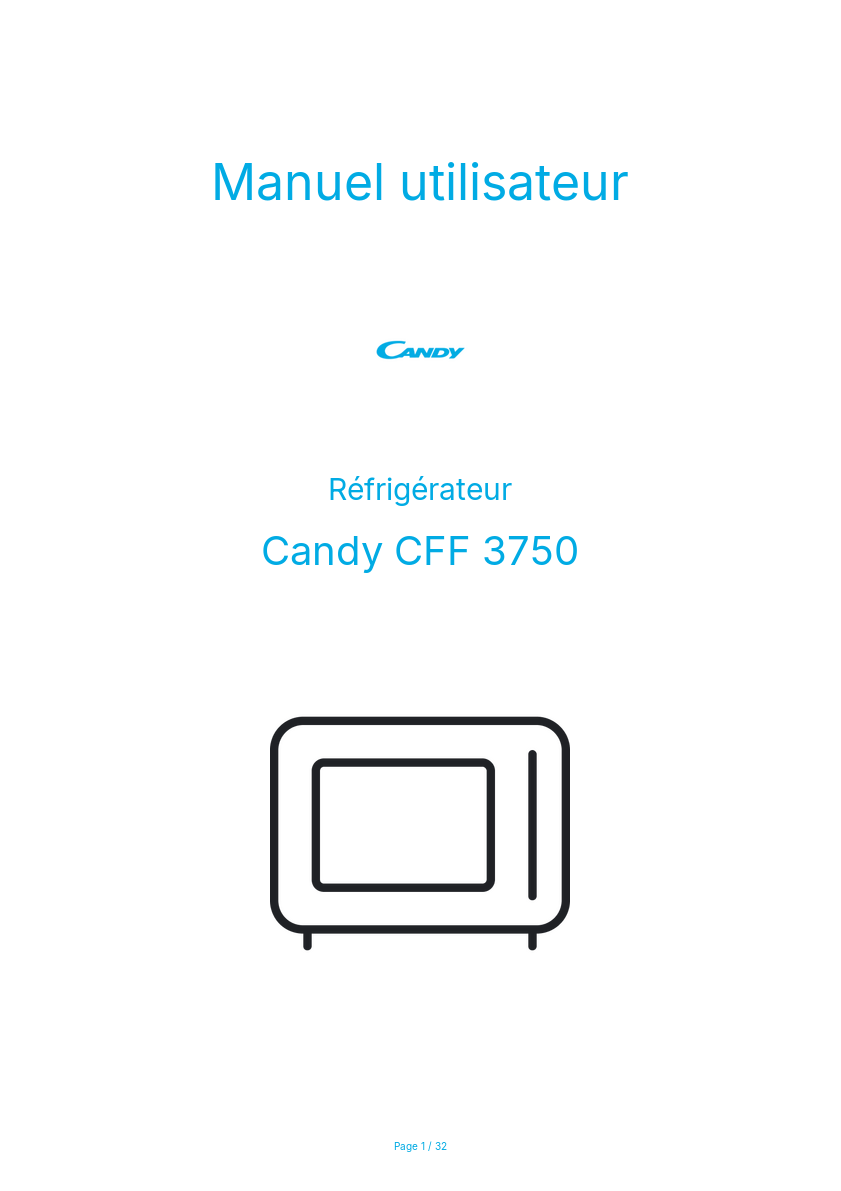 Page n°1 - Manuel utilisateur Candy CFF 3750