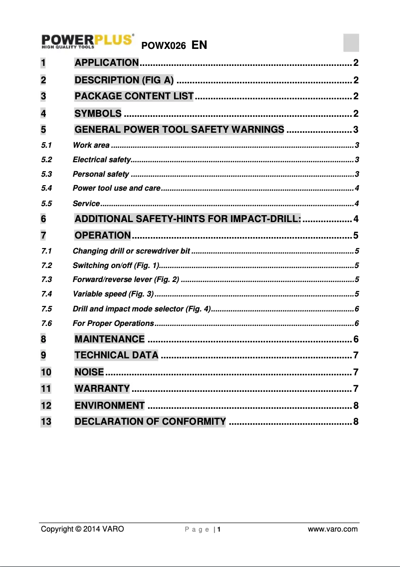 Image de la première page du manuel de l'appareil POWX026