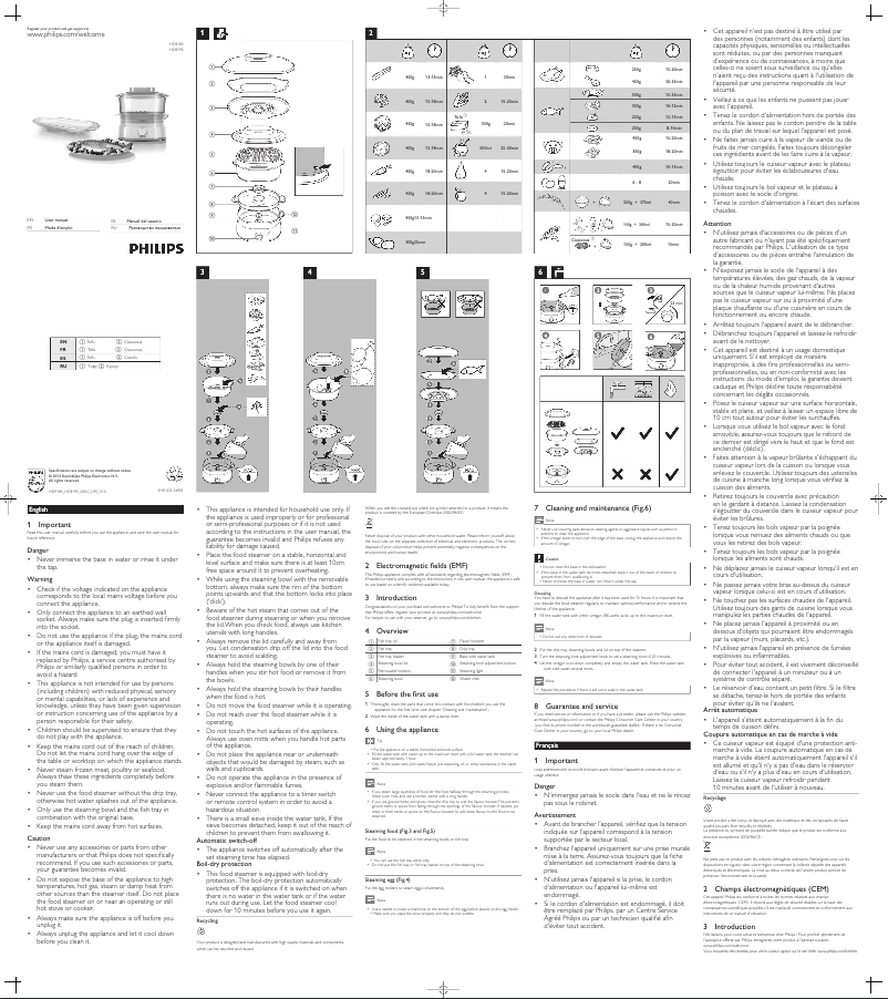 Page 1 de la notice Manuel utilisateur Philips HD9185