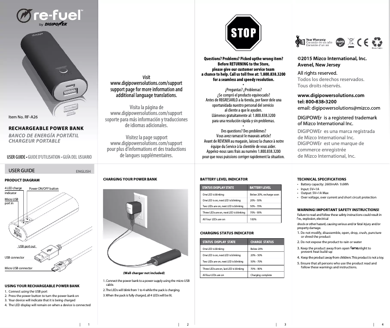 Page 1 de la notice Manuel utilisateur Mizco The Individual