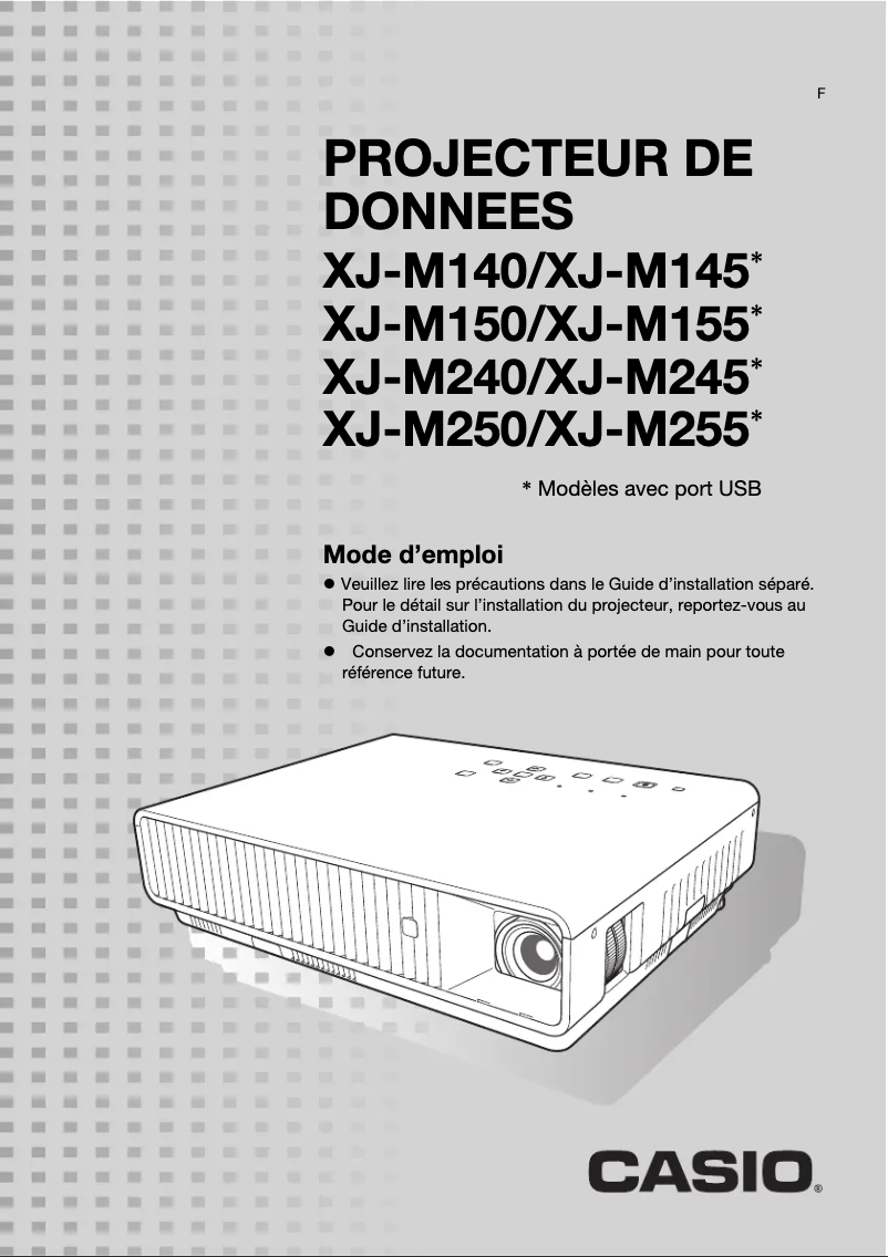 Page 1 de la notice Manuel utilisateur Casio XJ-M245