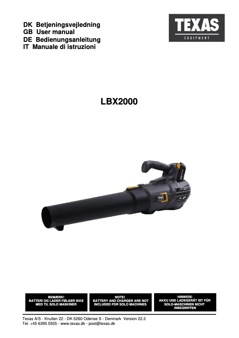 Image de la première page du manuel de l'appareil LBX2000