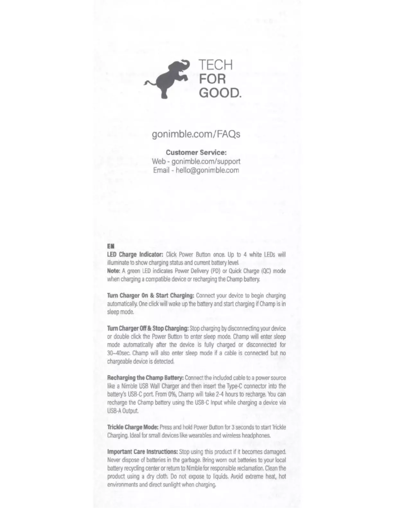 Image de la première page du manuel de l'appareil CHAMP Pro Portable Charger