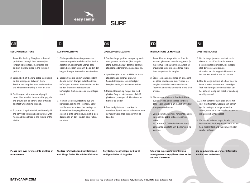 Página 1 del manual Manual de usuario Easy Camp Surf