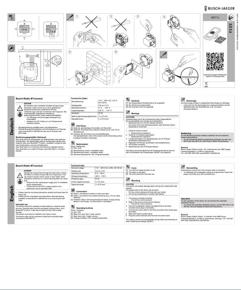 Image de la première page du manuel de l'appareil Busch-Radio BTconnect