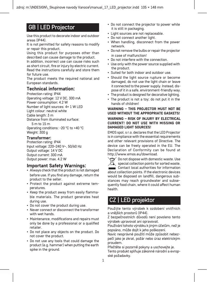 Page n°1 - Manuel utilisateur Emos DCPC03