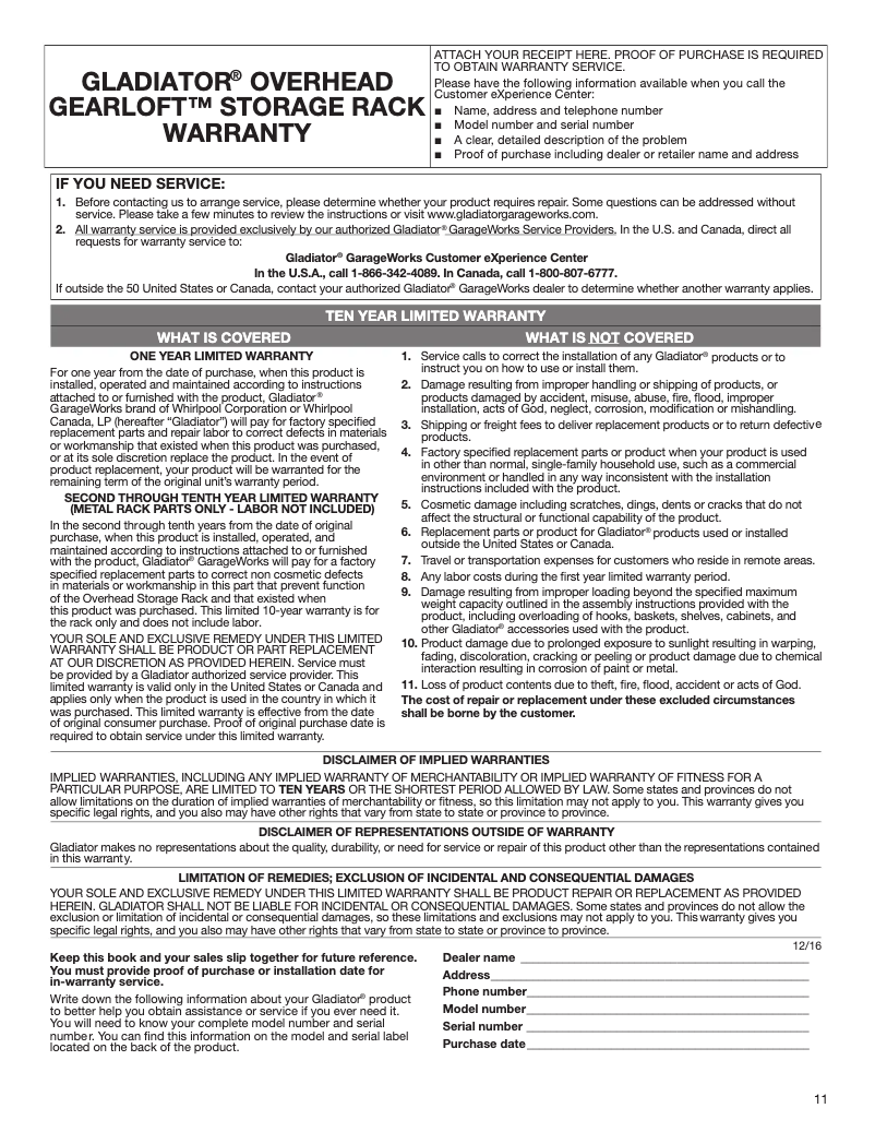 Page 1 de la notice Mode d'emploi Gladiator GALS48M4JW