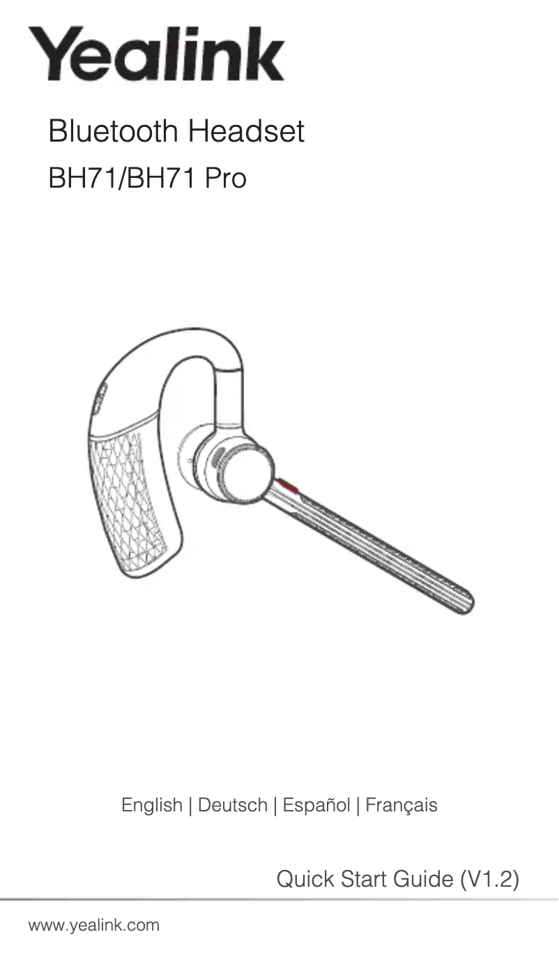 Page 1 de la notice Guide de démarrage rapide Yealink BH71 Pro