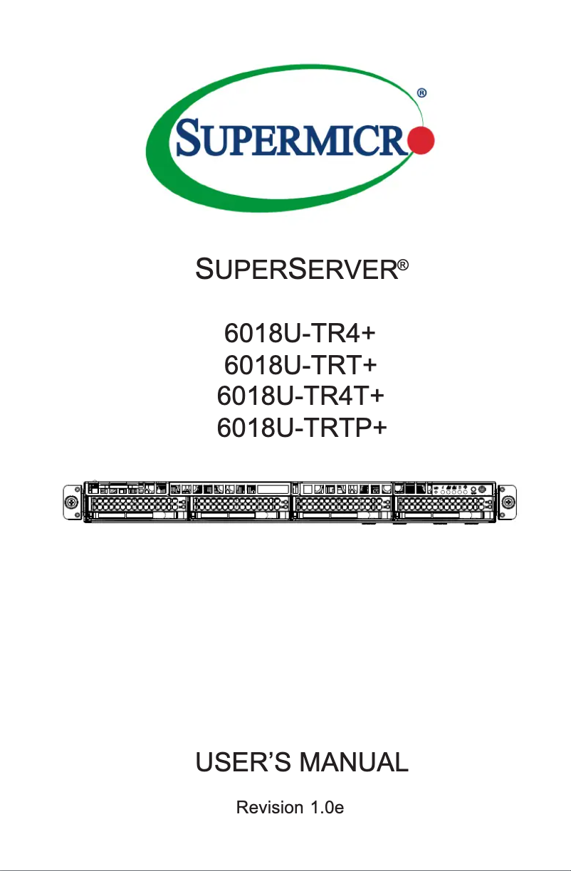 Page 1 de la notice Manuel utilisateur Supermicro SuperServer 6018U-TRTP+