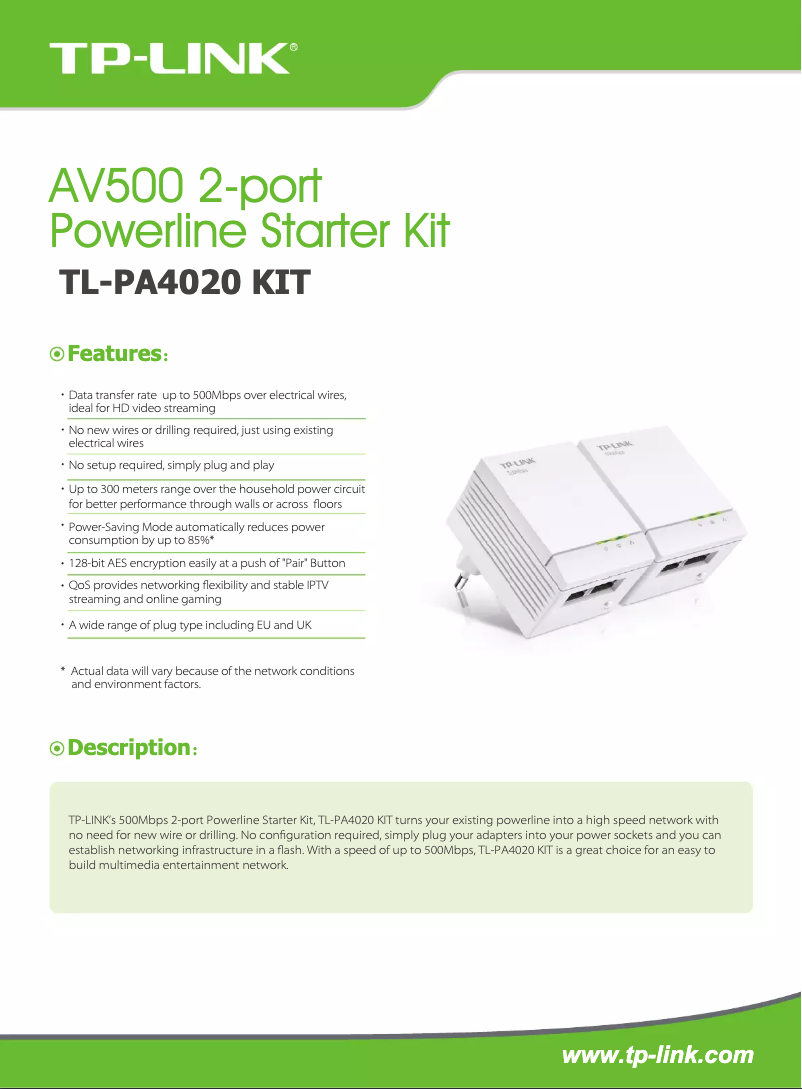 Page n°1 - Fiche technique TP-Link TL-PA4020