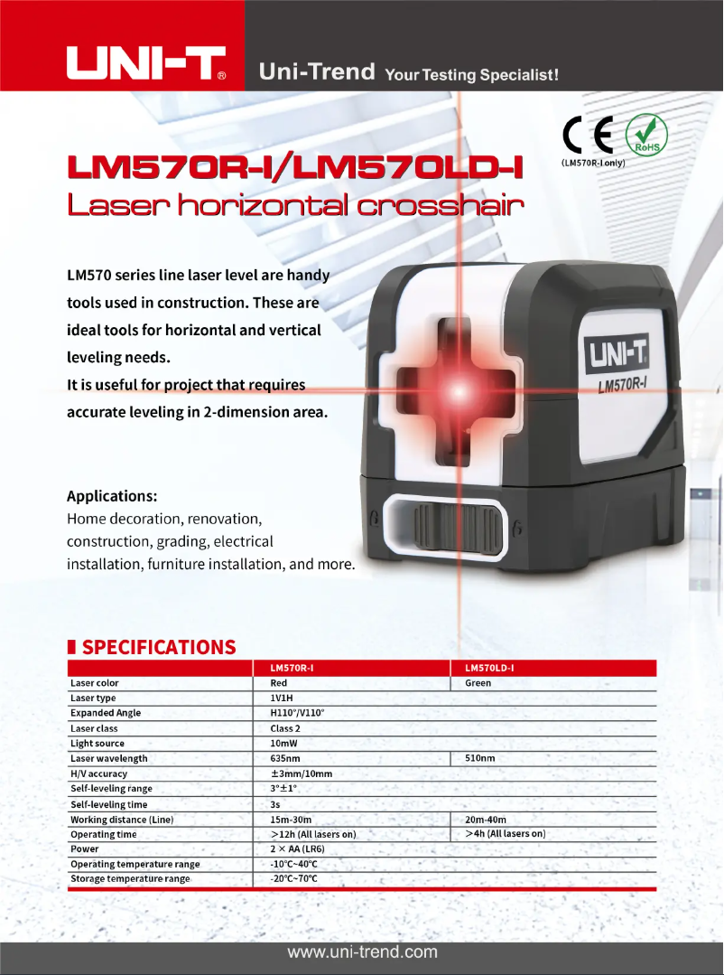 Page n°1 - Fiche technique Uni-T LM570LD-I