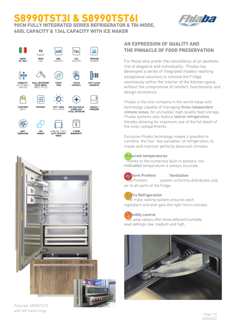Page 1 de la notice Fiche technique Fhiaba S8990TST6IA
