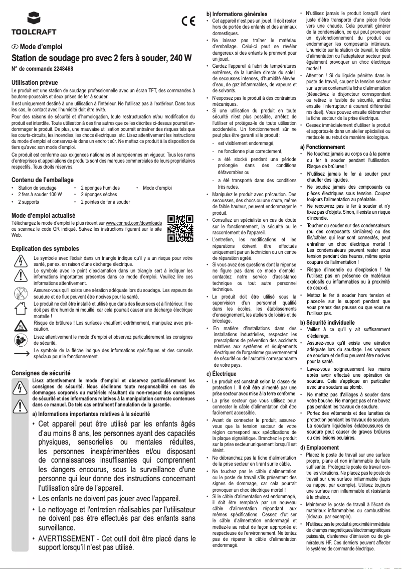 Page 1 de la notice Manuel utilisateur Toolcraft ST-200 Pro