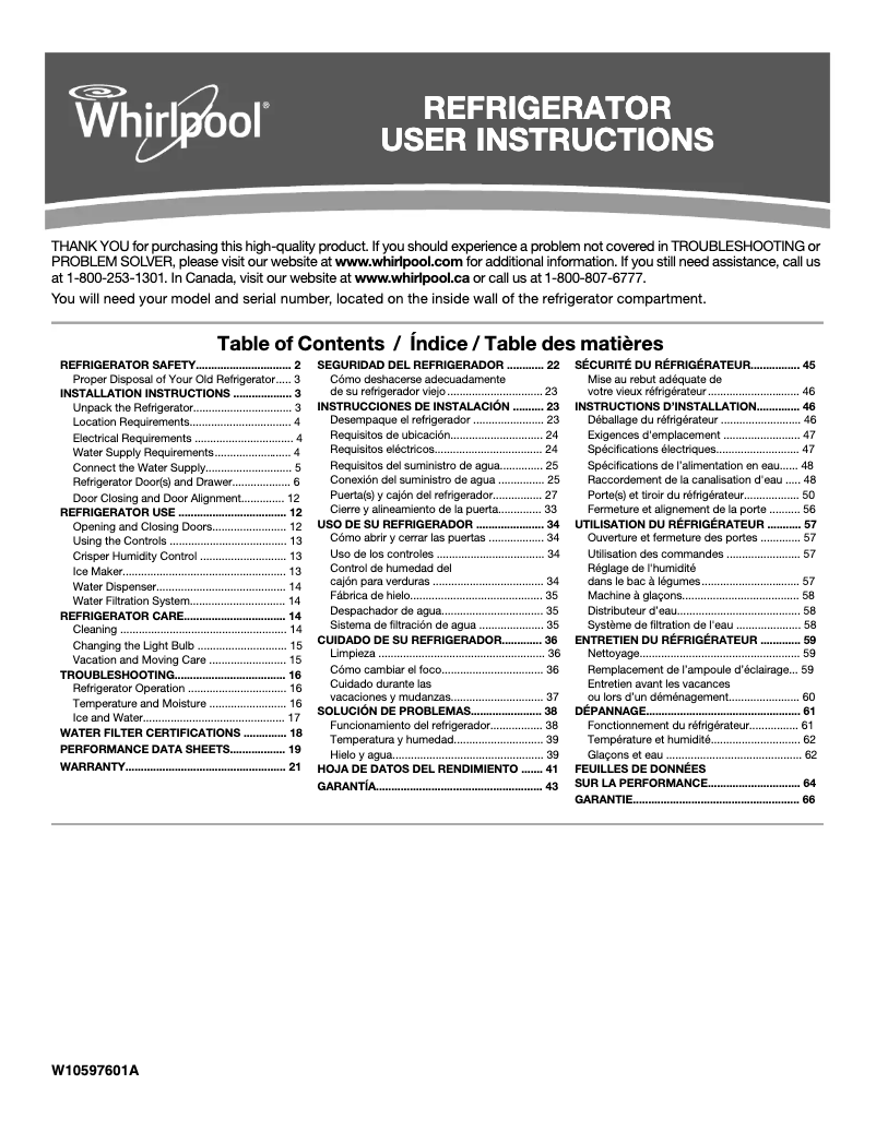 Imagen de la primera página del manual del dispositivo WRB329DMBM