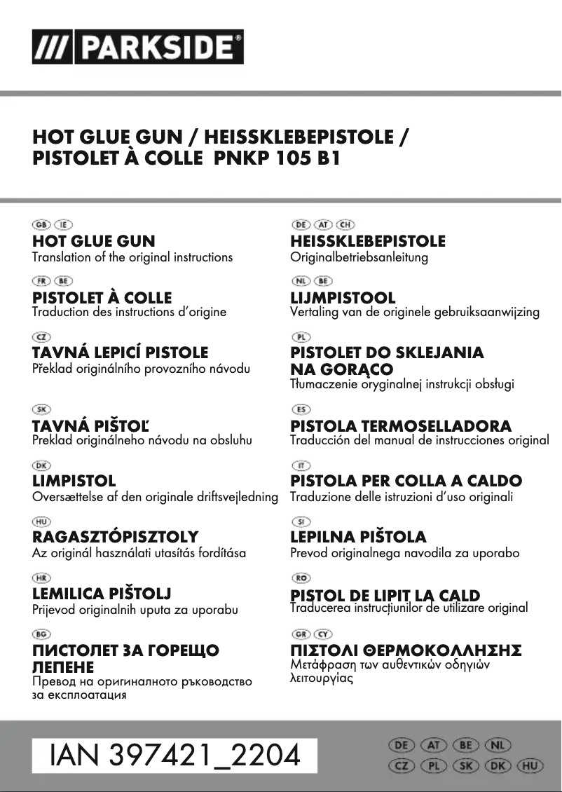 Page 1 de la notice Manuel utilisateur Parkside PNKP 105 B1