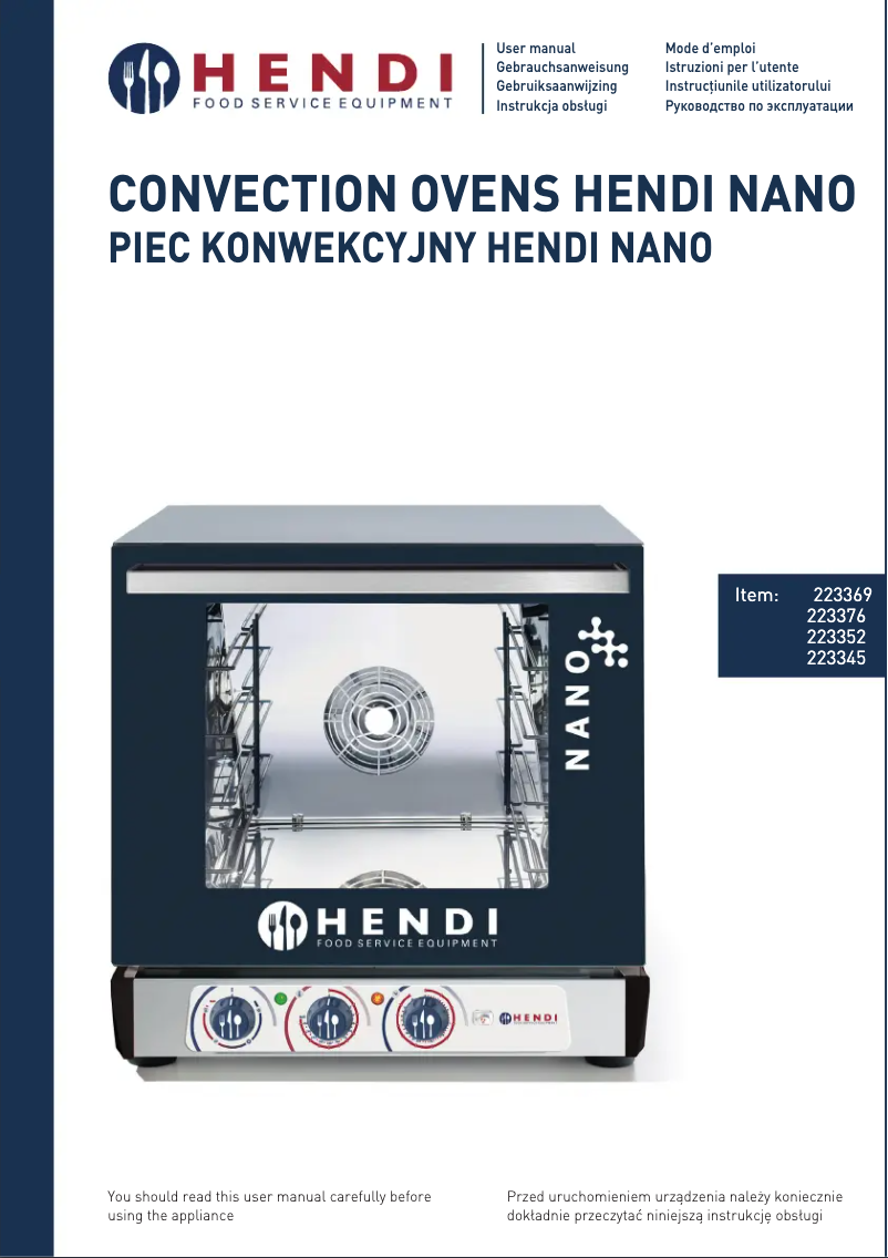 Page 1 de la notice Manuel utilisateur Hendi 229958