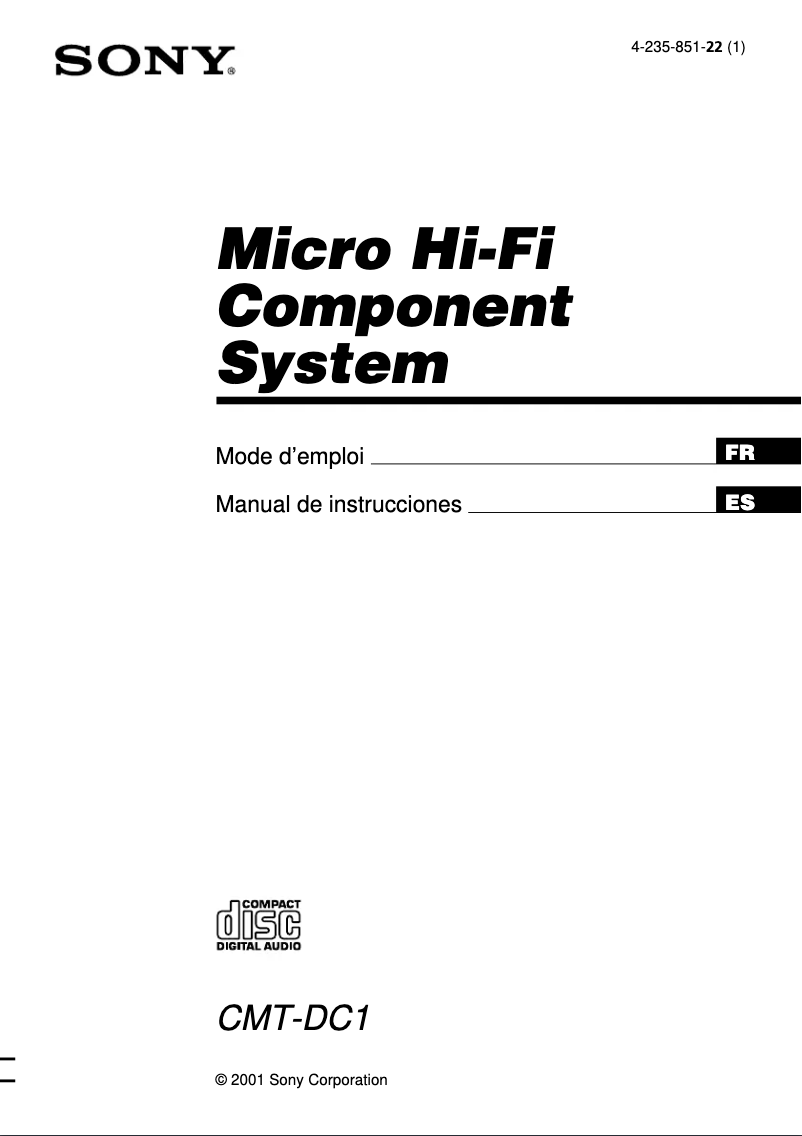 Page n°1 - Manuel utilisateur Sony CMT-DC1