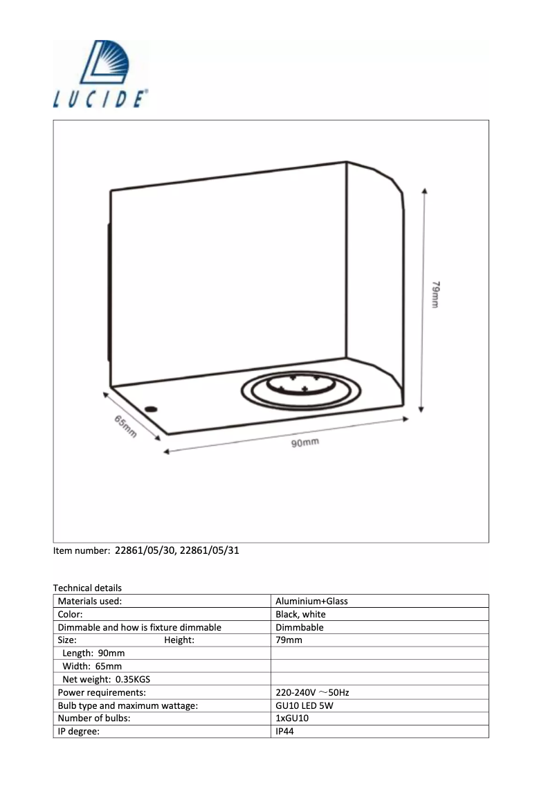 Image de la première page du manuel de l'appareil Zora-LED
