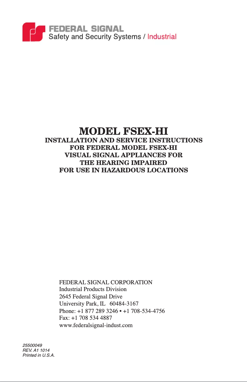 Page 1 de la notice Manuel utilisateur Federal Signal PMXC-R-SB