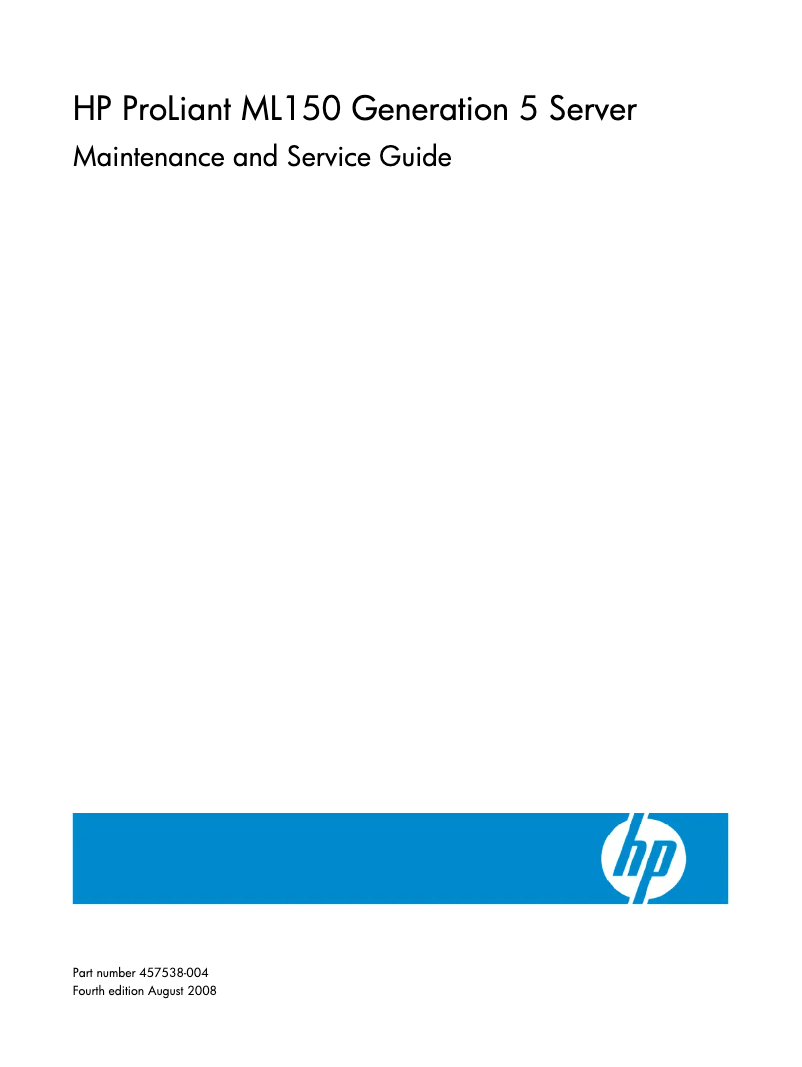 Page 1 de la notice Manuel utilisateur HP ProLiant ML150 G5