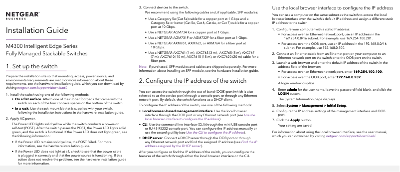 Page 1 de la notice Guide d'installation Netgear M4300-8X8F