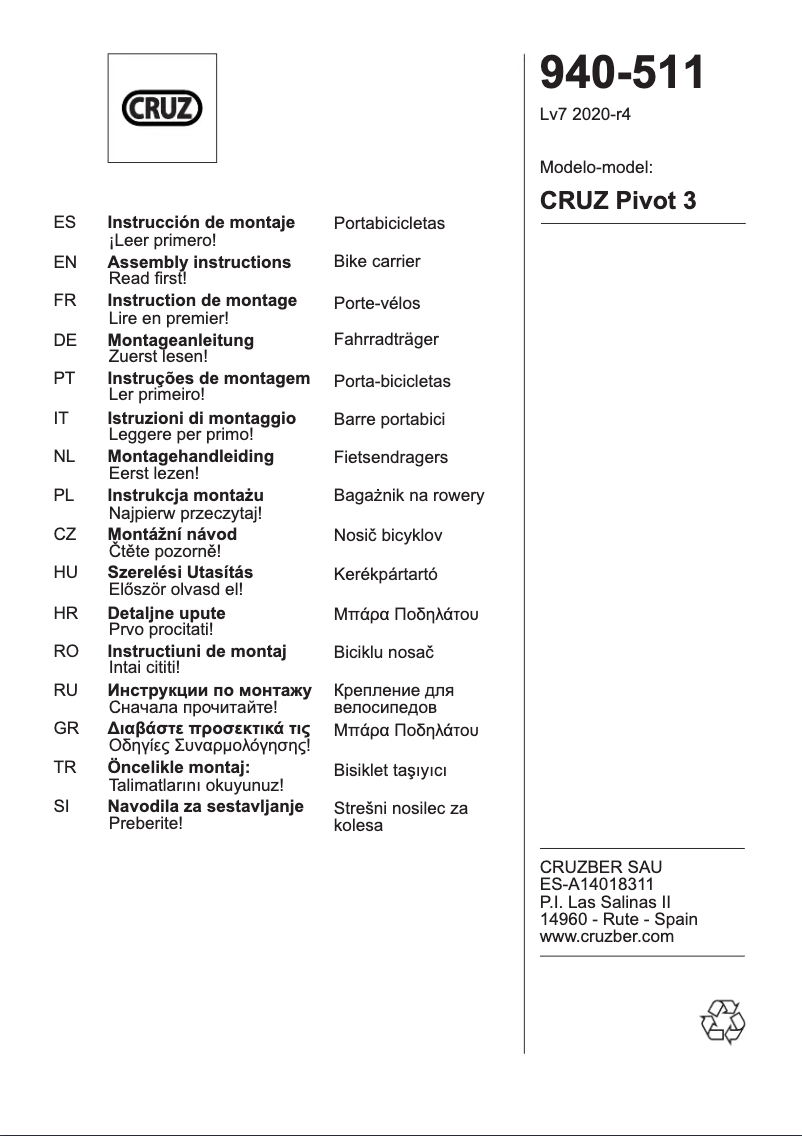 Image de la première page du manuel de l'appareil Pivot 3