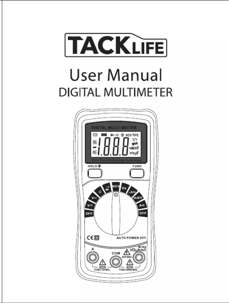 Page 1 de la notice Manuel utilisateur Tacklife DM02A