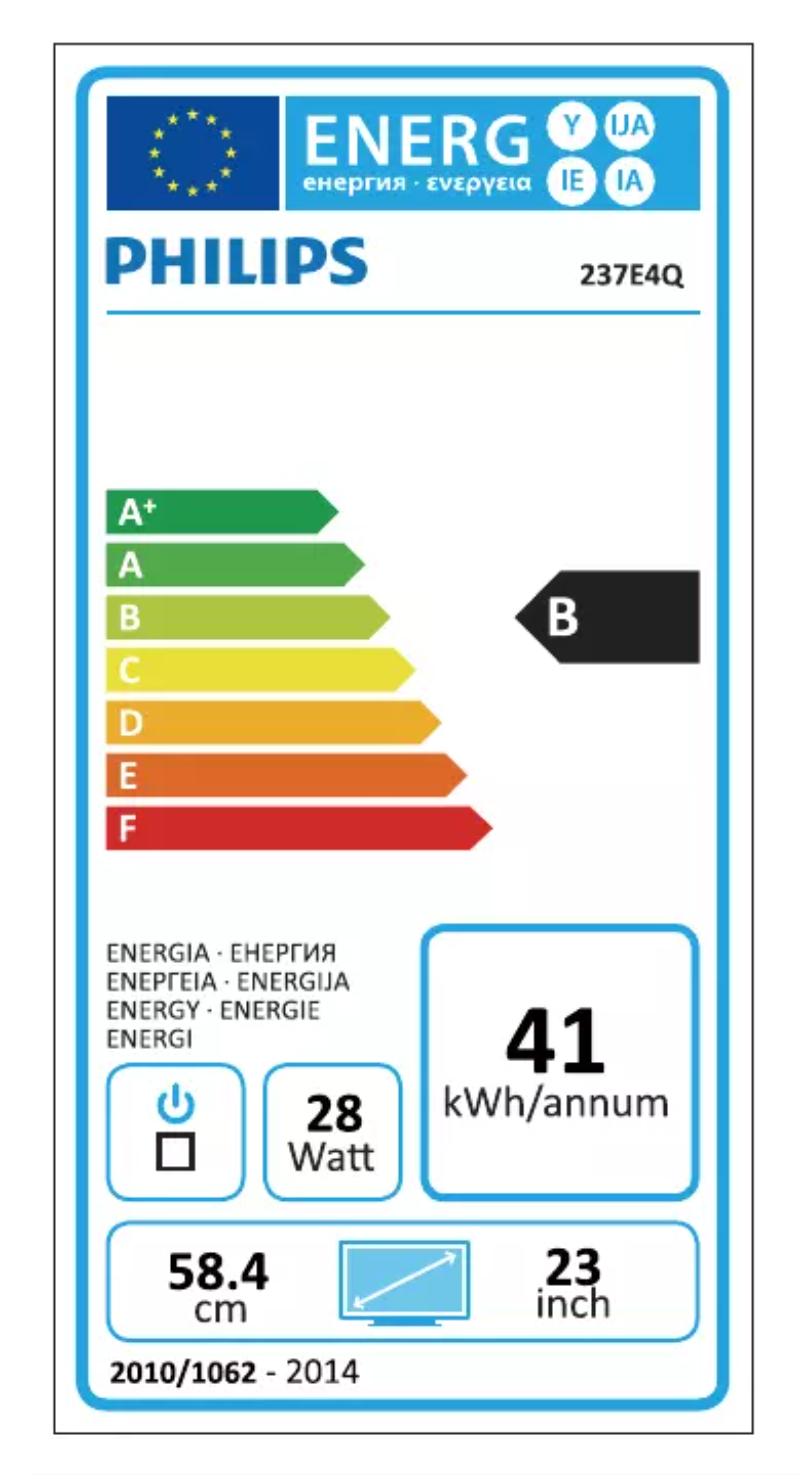 Página 1 del manual Etiqueta energética Philips 237E4QHAD