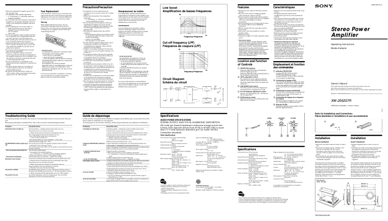 Página 1 del manual Manual de usuario Sony XM-2002GTR