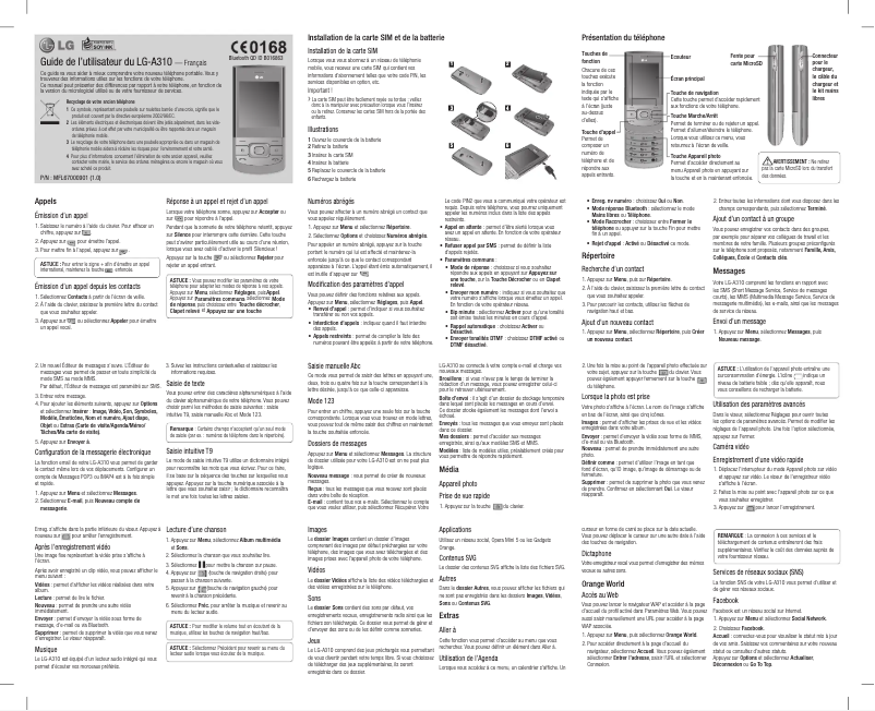 Page n°1 - Manuel utilisateur LG A310