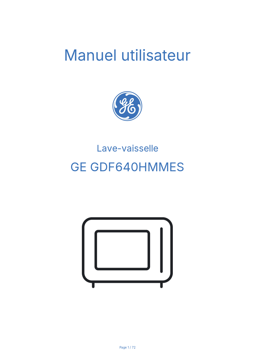 Page n°1 - Manuel utilisateur GE GDF640HMMES